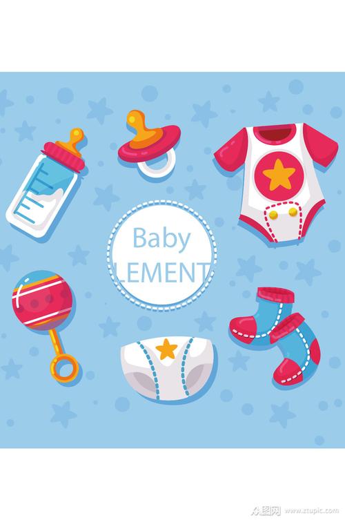 母婴用品蓝色奶嘴婴儿服装设计模板下载-编号1895574-